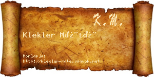 Klekler Máté névjegykártya